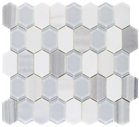 Zeta Light Elongated Hexagon Mosaic Wall Tile