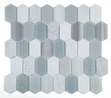 Zeta Modern Grey Elongated Hexagon Mosaic Wall Tile