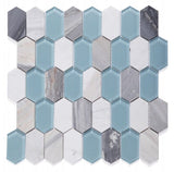 Zeta Sky Polished Elongated Hexagon Mosaic Wall Tile