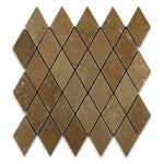 Noce Travertine 2 X 4 Tumbled Diamond Mosaic Tile-Travertine Mosaic-American Tile Depot