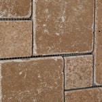 Noce Travertine 4-Pieced OPUS Mini-Pattern Tumbled Mosaic Tile-Travertine Mosaic-American Tile Depot