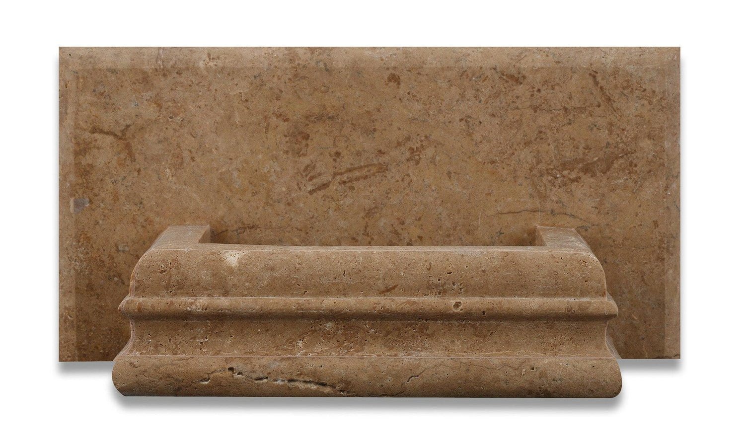 Noce Travertine Hand-Made Custom Soap Holder - Soap Dish - Honed-Accessories-American Tile Depot