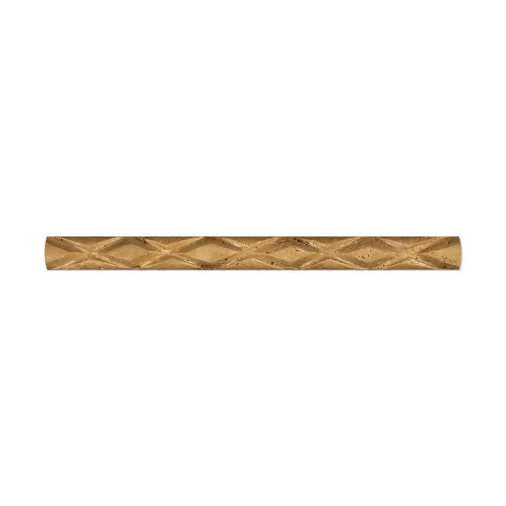 Noce Travertine Honed 1 X 12 Diamond Rope Liner-Travertine Molding/Trim-American Tile Depot