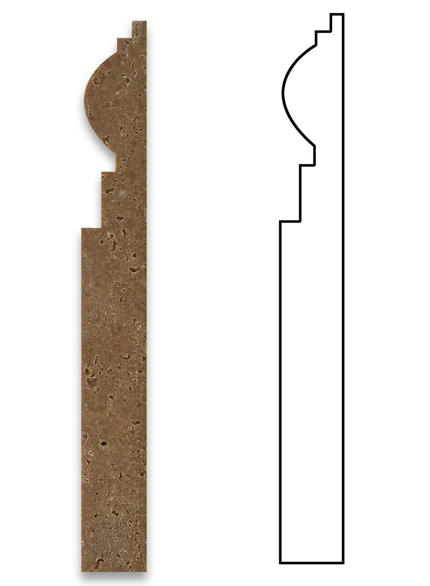 Noce Travertine Honed 6 X 12 Baseboard Trim Molding-Travertine Molding/Trim-American Tile Depot