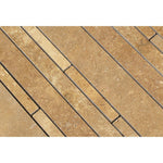 Noce Travertine Honed Random Strip Mosaic Tile-Travertine Mosaic-American Tile Depot