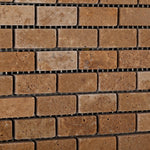 Noce Travertine Mini Brick Tumbled Mosaic Tile-Travertine Mosaic-American Tile Depot