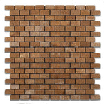 Noce Travertine Mini Brick Tumbled Mosaic Tile-Travertine Mosaic-American Tile Depot