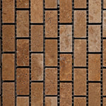 Noce Travertine Mini Brick Tumbled Mosaic Tile-Travertine Mosaic-American Tile Depot