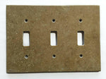 Noce Travertine Triple Toggle Switch Wall Plate / Switch Plate / Cover - Honed-Travertine Wall/Switch Plate-American Tile Depot