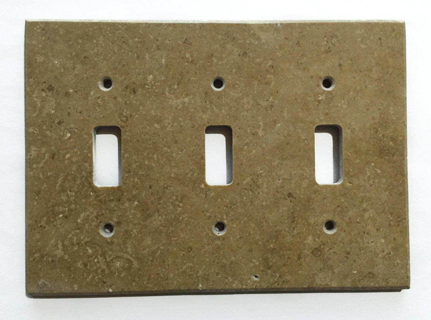 Noce Travertine Triple Toggle Switch Wall Plate / Switch Plate / Cover - Honed-Travertine Wall/Switch Plate-American Tile Depot