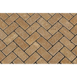 Noce Travertine Tumbled 1 X 2 Herringbone Mosaic Tile-Travertine Mosaic-American Tile Depot