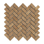 Noce Travertine Tumbled 1 X 2 Herringbone Mosaic Tile-Travertine Mosaic-American Tile Depot