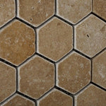 Noce Travertine Tumbled 2'' Hexagon Mosaic Tile-Travertine Mosaic-American Tile Depot