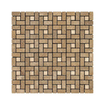 Noce Travertine Tumbled Mini Pinwheel Mosaic Tile w / Ivory Dots-Travertine Mosaic-American Tile Depot