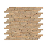 Noce Travertine Tumbled Random Strip Mosaic Tile-Travertine Mosaic-American Tile Depot