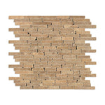 Noce Travertine Tumbled Random Strip Mosaic Tile-Travertine Mosaic-American Tile Depot