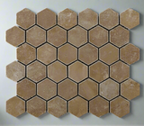 Noce Travertine Tumbled 2'' Hexagon Mosaic Tile