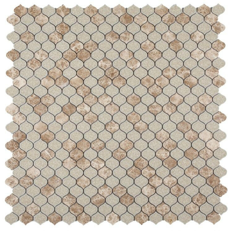 Oasis Light Emperador Arabesque Mosaic Wall Tile-Mixed Mosaic-American Tile Depot