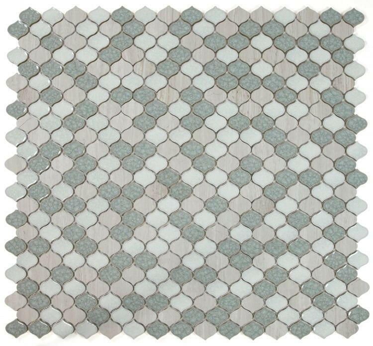 Oasis Swiss Blue Arabesque Mosaic Wall Tile-Mixed Mosaic-American Tile Depot