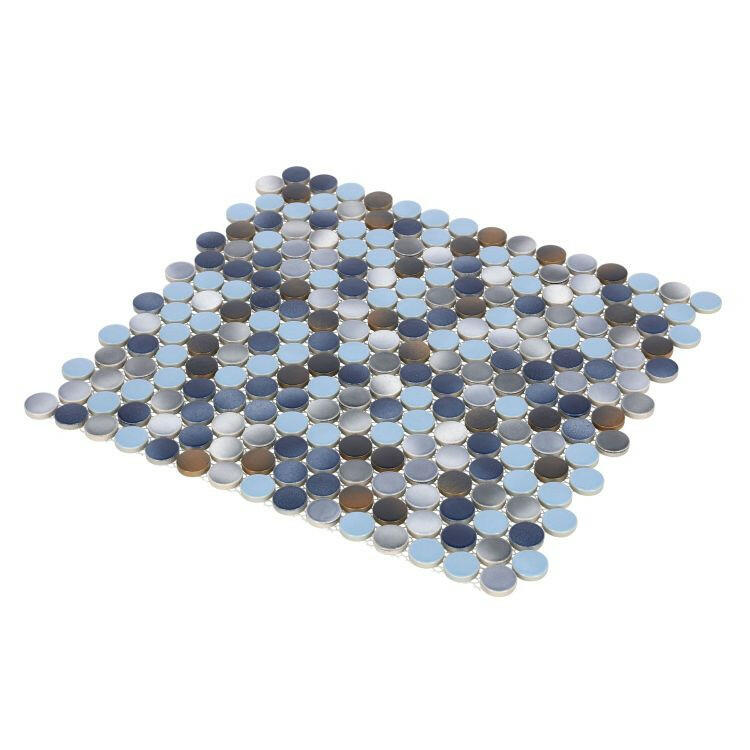 Orb Night Beach Penny Round Handmade Porcelain Mosaic Tile-Porcelain Mosaic-American Tile Depot