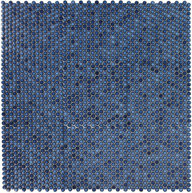 Orb Night Blue Penny Round Handmade Porcelain Mosaic Tile-Porcelain Mosaic-American Tile Depot