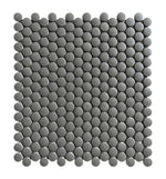 Orb Night Dark Grey Matte Grip Penny Round Handmade Porcelain Mosaic Tile-Porcelain Mosaic-American Tile Depot