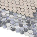 Orb Night Gradient Grey Glossy Penny Round Handmade Porcelain Mosaic Tile-Porcelain Mosaic-American Tile Depot