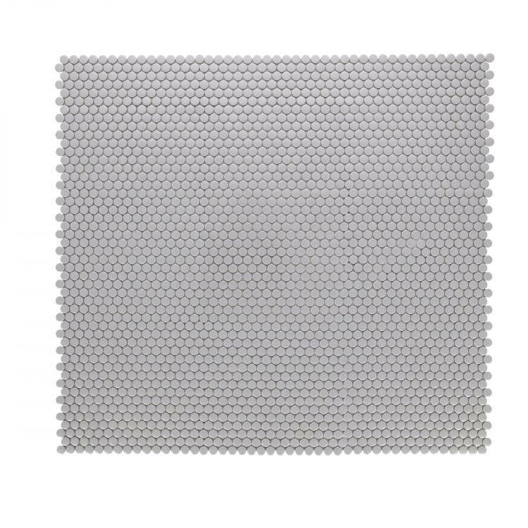 Orb Noon City Grey Matte Penny Round Handmade Porcelain Mosaic Tile-Porcelain Mosaic-American Tile Depot