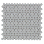 Orb Noon City Grey Matte Penny Round Handmade Porcelain Mosaic Tile-Porcelain Mosaic-American Tile Depot