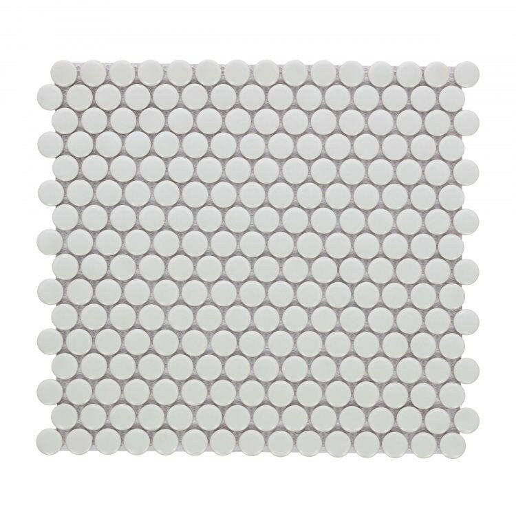 Orb Noon Naturel Grey Matte Penny Round Handmade Porcelain Mosaic Tile-Porcelain Mosaic-American Tile Depot