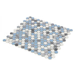 Orb Noon Sky Penny Round Handmade Porcelain Mosaic Tile-Porcelain Mosaic-American Tile Depot