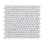 Orb Noon Statuario Glossy Penny Round Handmade Porcelain Mosaic Tile-Porcelain Mosaic-American Tile Depot