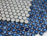 Orb Night Blue Penny Round Handmade Porcelain Mosaic Tile