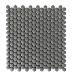 Orb Night Dark Grey Matte Grip Penny Round Handmade Porcelain Mosaic Tile