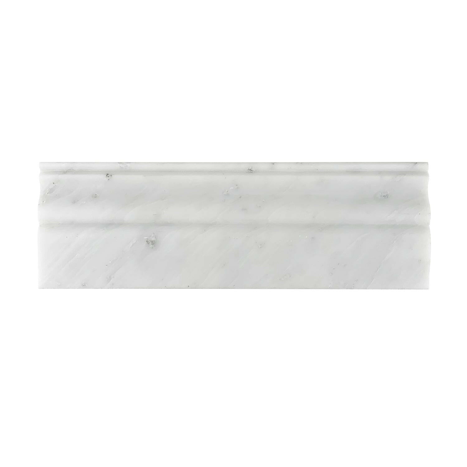 Oriental White / Asian Statuary Marble 4" Baseboard Trim Molding Honed-Marble Molding/Trim-American Tile Depot