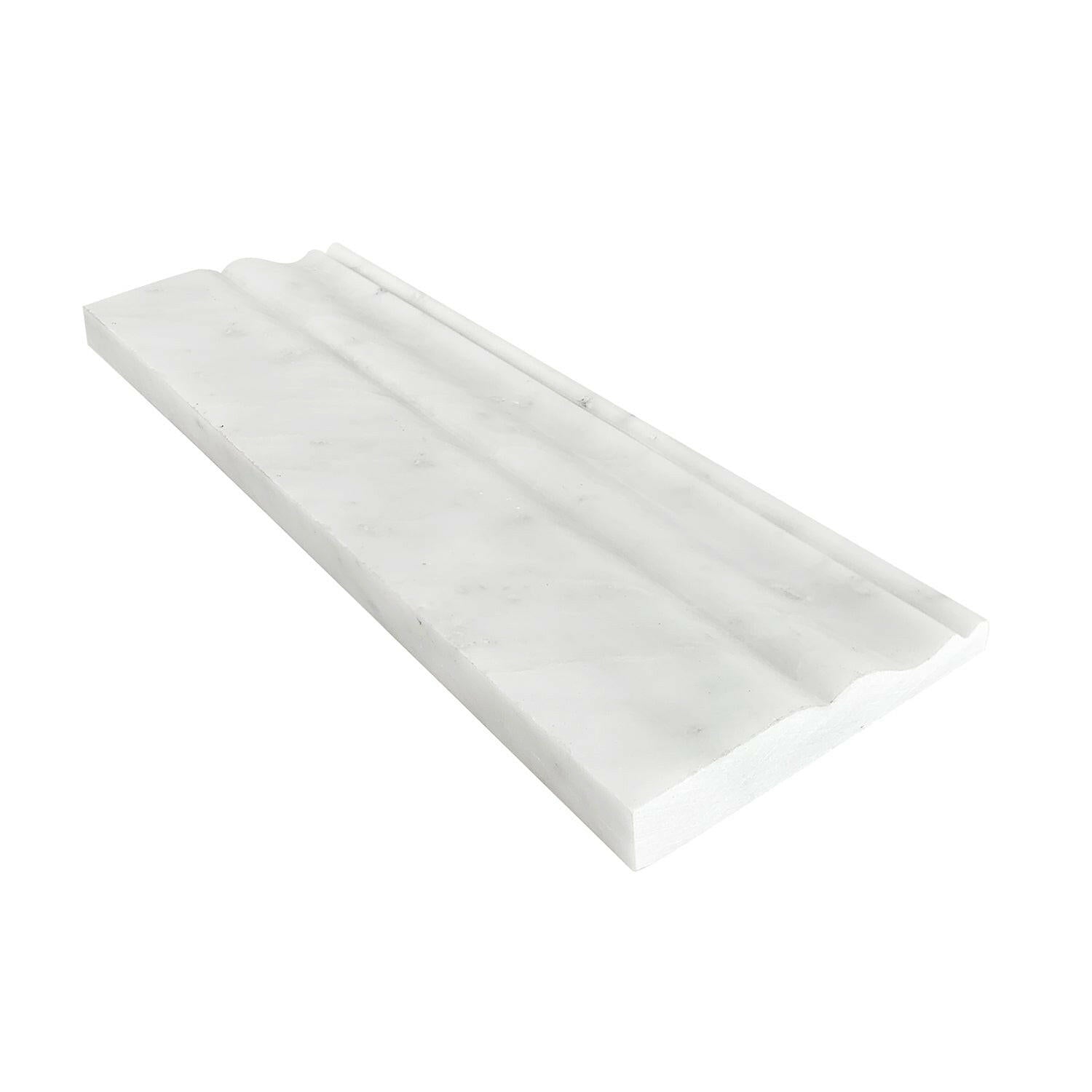 Oriental White / Asian Statuary Marble 4" Baseboard Trim Molding Polished-Marble Molding/Trim-American Tile Depot