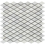 Oriental White / Asian Statuary Marble Honed 1" Diamond Mosaic Tile-Marble Mosaic-American Tile Depot