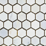 Oriental White / Asian Statuary Marble Honed 1" Mini Hexagon Mosaic Tile-Marble Mosaic-American Tile Depot