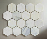 Oriental White / Asian Statuary Marble Honed 3" Hexagon Mosaic Tile-Marble Mosaic-American Tile Depot