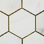 Oriental White / Asian Statuary Marble Honed 3" Hexagon Mosaic Tile-Marble Mosaic-American Tile Depot