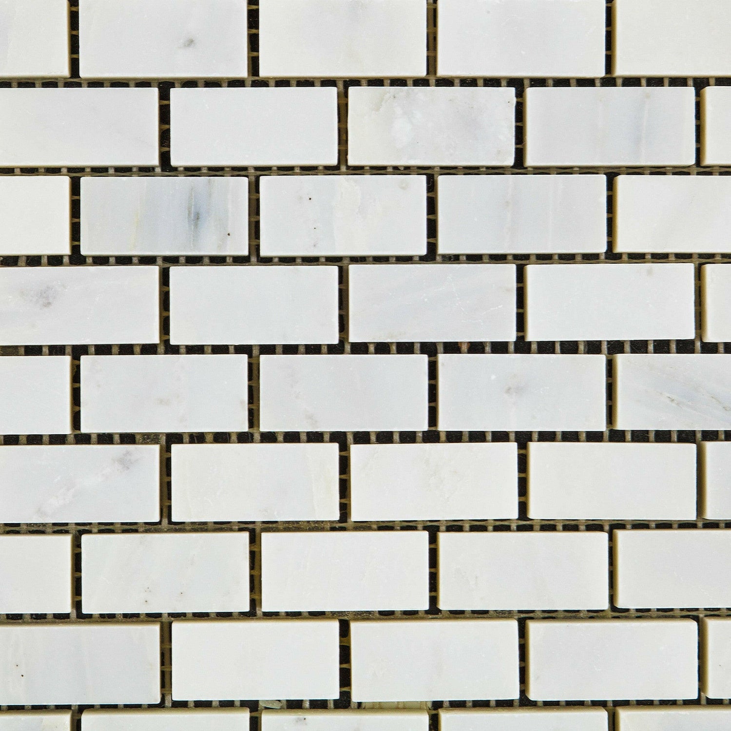 Oriental White / Asian Statuary Marble Honed Baby Brick Mosaic Tile-Marble Mosaic-American Tile Depot