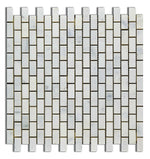 Oriental White / Asian Statuary Marble Honed Baby Brick Mosaic Tile-Marble Mosaic-American Tile Depot