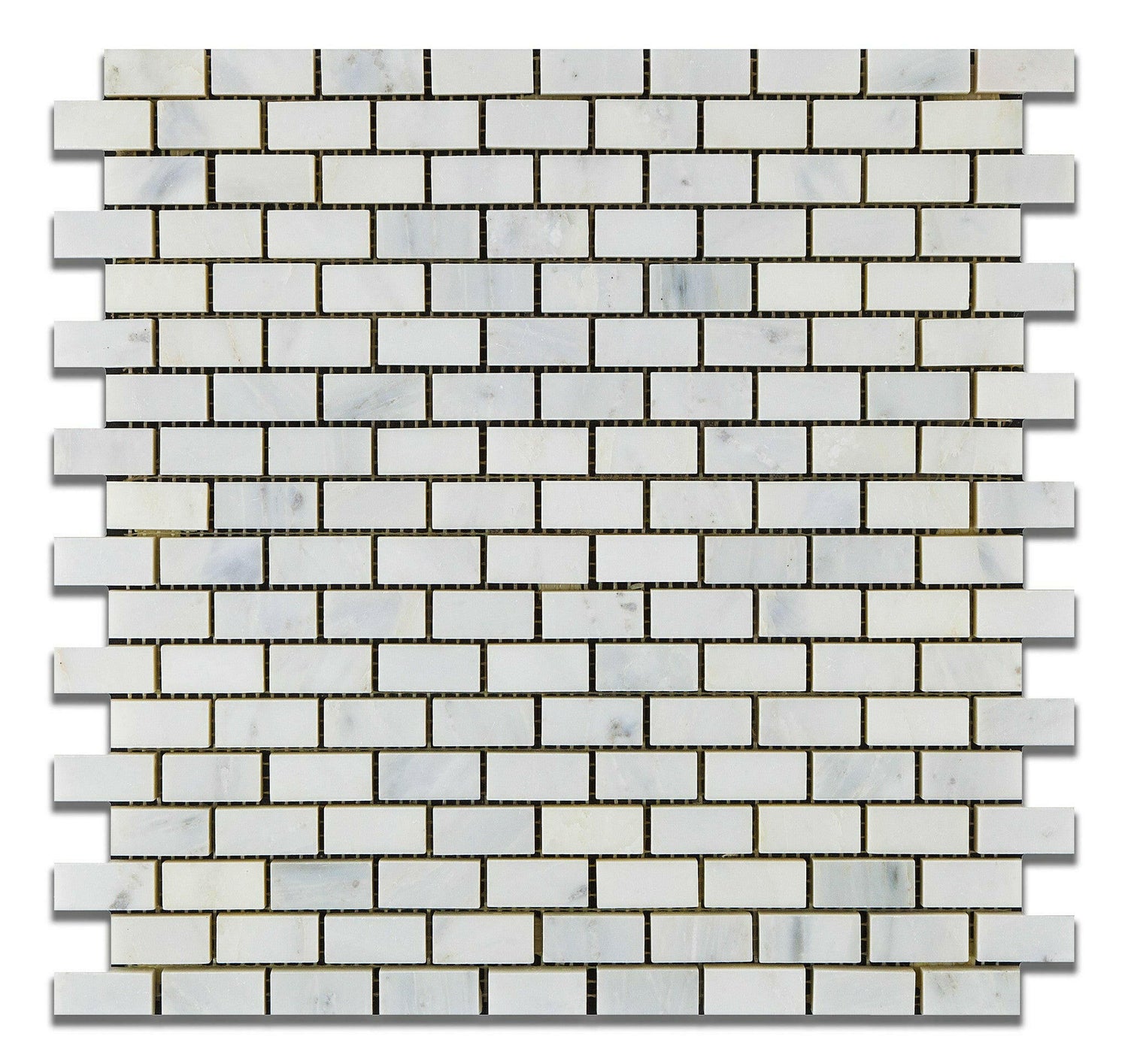 Oriental White / Asian Statuary Marble Honed Baby Brick Mosaic Tile-Marble Mosaic-American Tile Depot