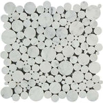 Oriental White / Asian Statuary Marble Honed Bubbles Mosaic Tile-Marble Mosaic-American Tile Depot