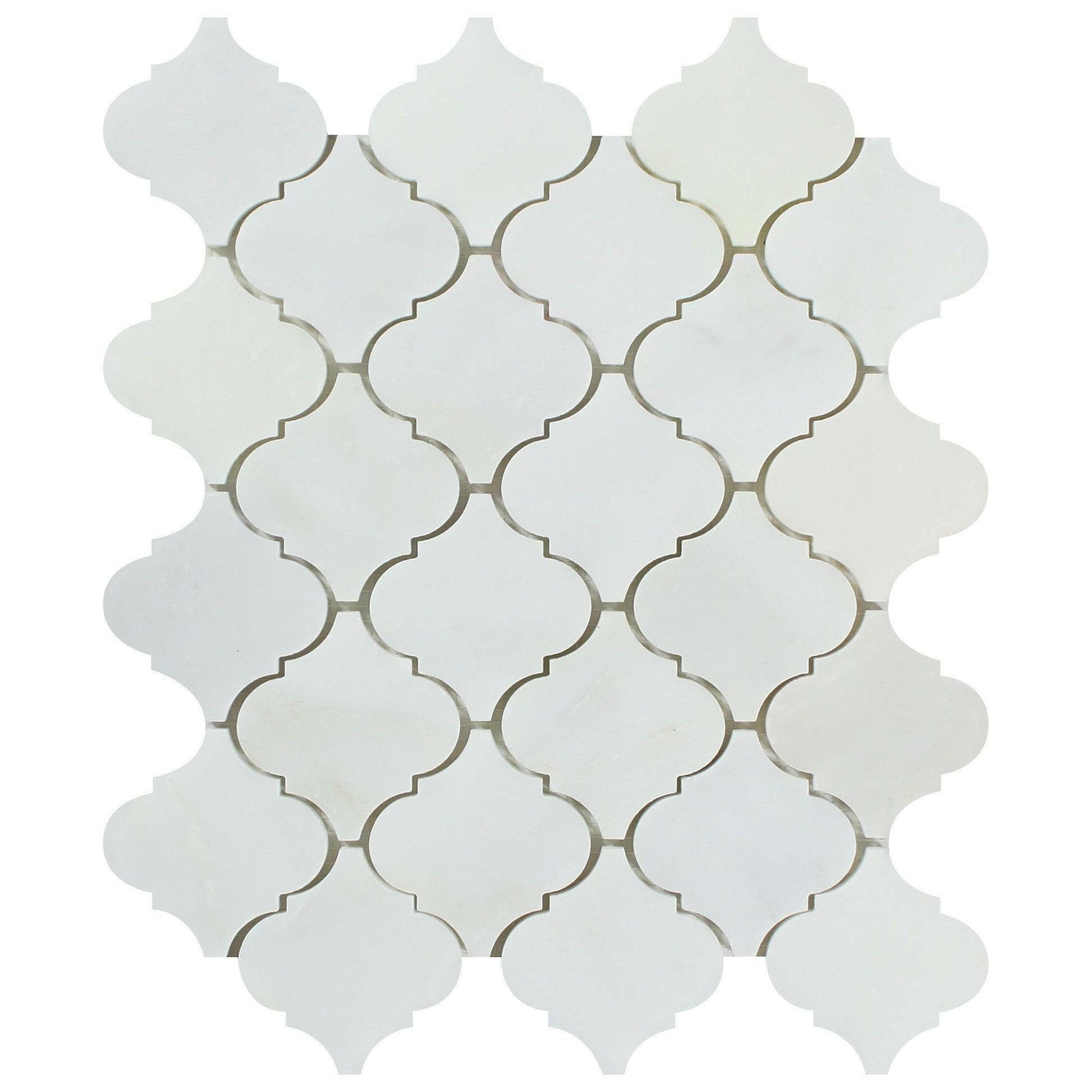 Oriental White / Asian Statuary Marble Honed Lantern Arabesque Mosaic Tile-Marble Mosaic-American Tile Depot