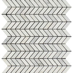 Oriental White / Asian Statuary Marble Honed Mini Chevron Mosaic Tile-Marble Mosaic-American Tile Depot