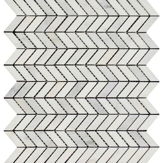 Oriental White / Asian Statuary Marble Honed Mini Chevron Mosaic Tile-Marble Mosaic-American Tile Depot