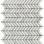 Oriental White / Asian Statuary Marble Honed Mini Chevron Mosaic Tile-Marble Mosaic-American Tile Depot