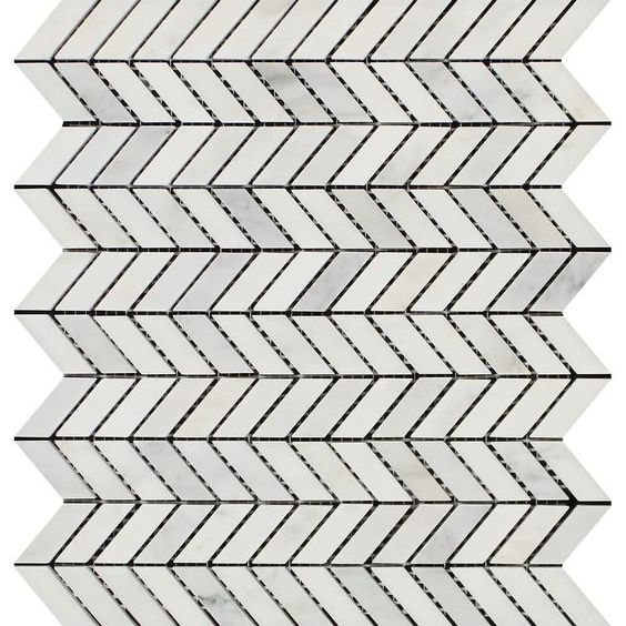 Oriental White / Asian Statuary Marble Honed Mini Chevron Mosaic Tile-Marble Mosaic-American Tile Depot