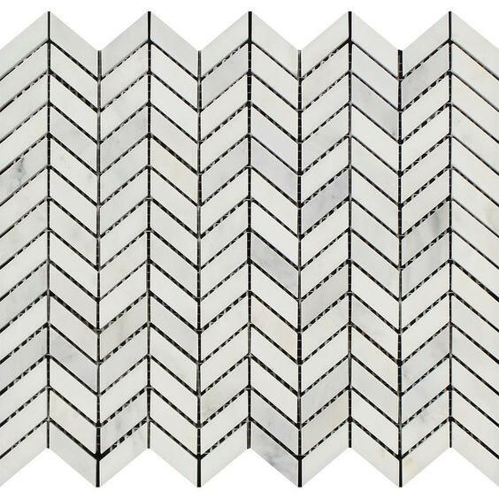 Oriental White / Asian Statuary Marble Honed Mini Chevron Mosaic Tile-Marble Mosaic-American Tile Depot